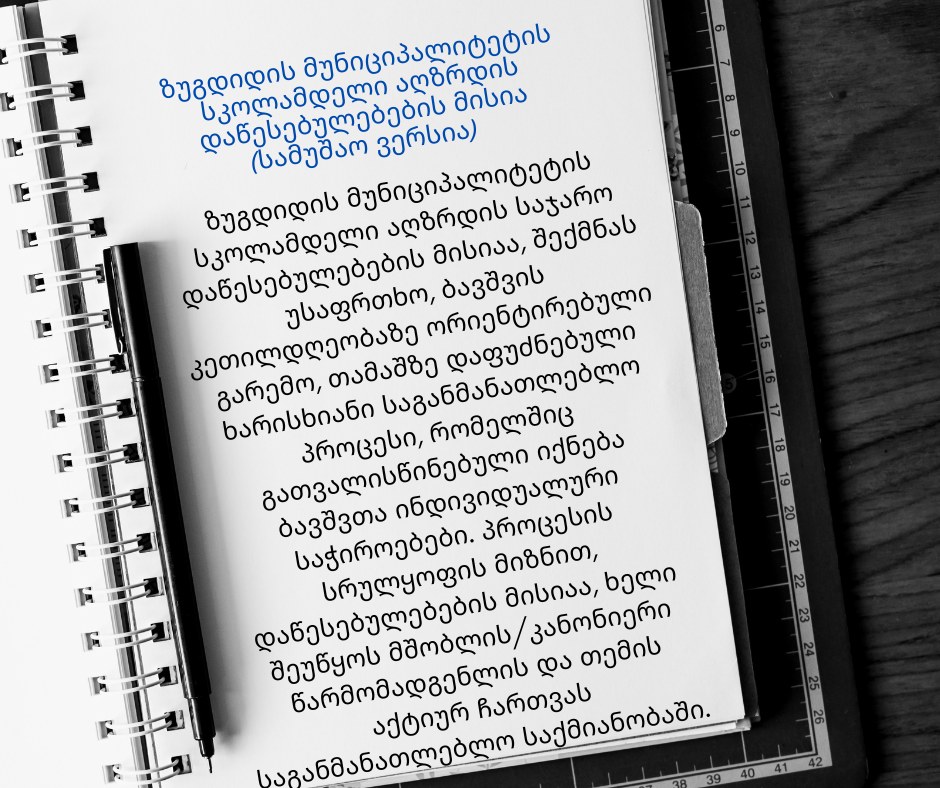 მიმდინარეობს საბავშვო ბაღების მისიის, ხედვა-ღირებულებების შემუშავება